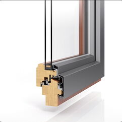Profil Holz-Aluminium-Fenster PaXoptima68 flächenversetzt
